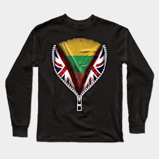 Lithuanian Flag  Lithuania Flag zipped British Flag - Gift for Lithuanian From Lithuania Long Sleeve T-Shirt